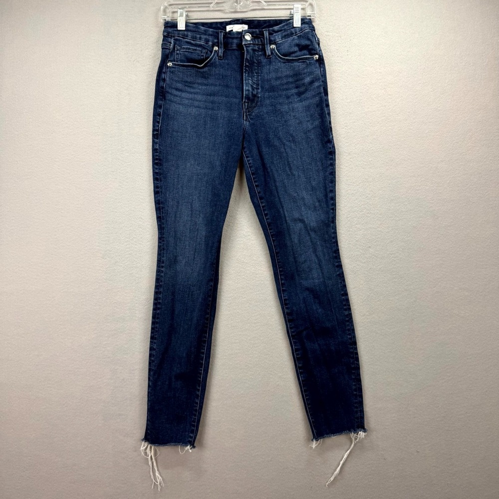 Good American Skinny Jeans‎ Womens 6/28 27x27* Blue Denim Pants Frayed Raw Hem